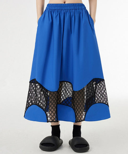 Curved Mesh Panel Flare Skirt